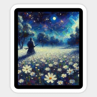 Starry Sky - Samurai and White flower Sticker